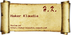 Haker Klaudia névjegykártya